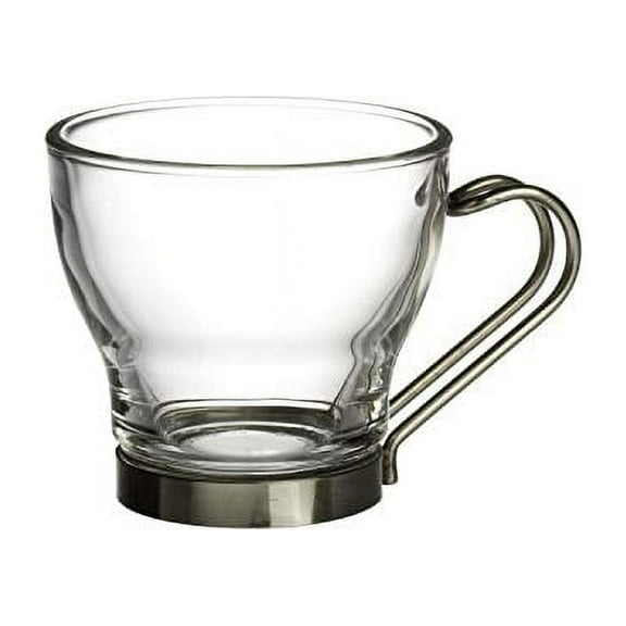 Bormioli Rocco Verdi Espresso Cup With Stainless Steel Handle, Set of 4, Gift Boxed