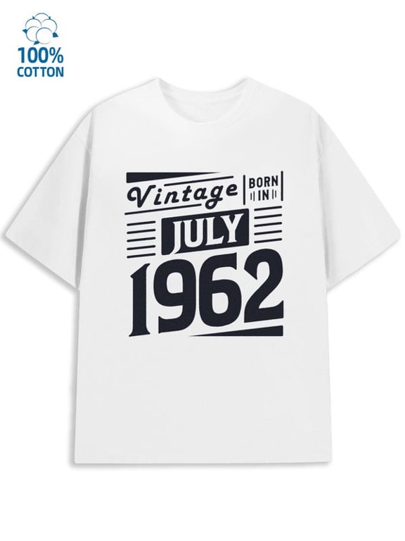 Born in 1962 mens retro 180G Cotton white baggy gym Casual Unisex Shirt Crewneck tshirts Classic Unisex Shirt Crewneck tshirts Vintage Unisex Shirt Cotton tshi