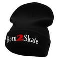 thumbnail image 1 of Born 2 Skate Embroidered 12 Inch Long Knitted Beanie - Black OSFM, 1 of 5
