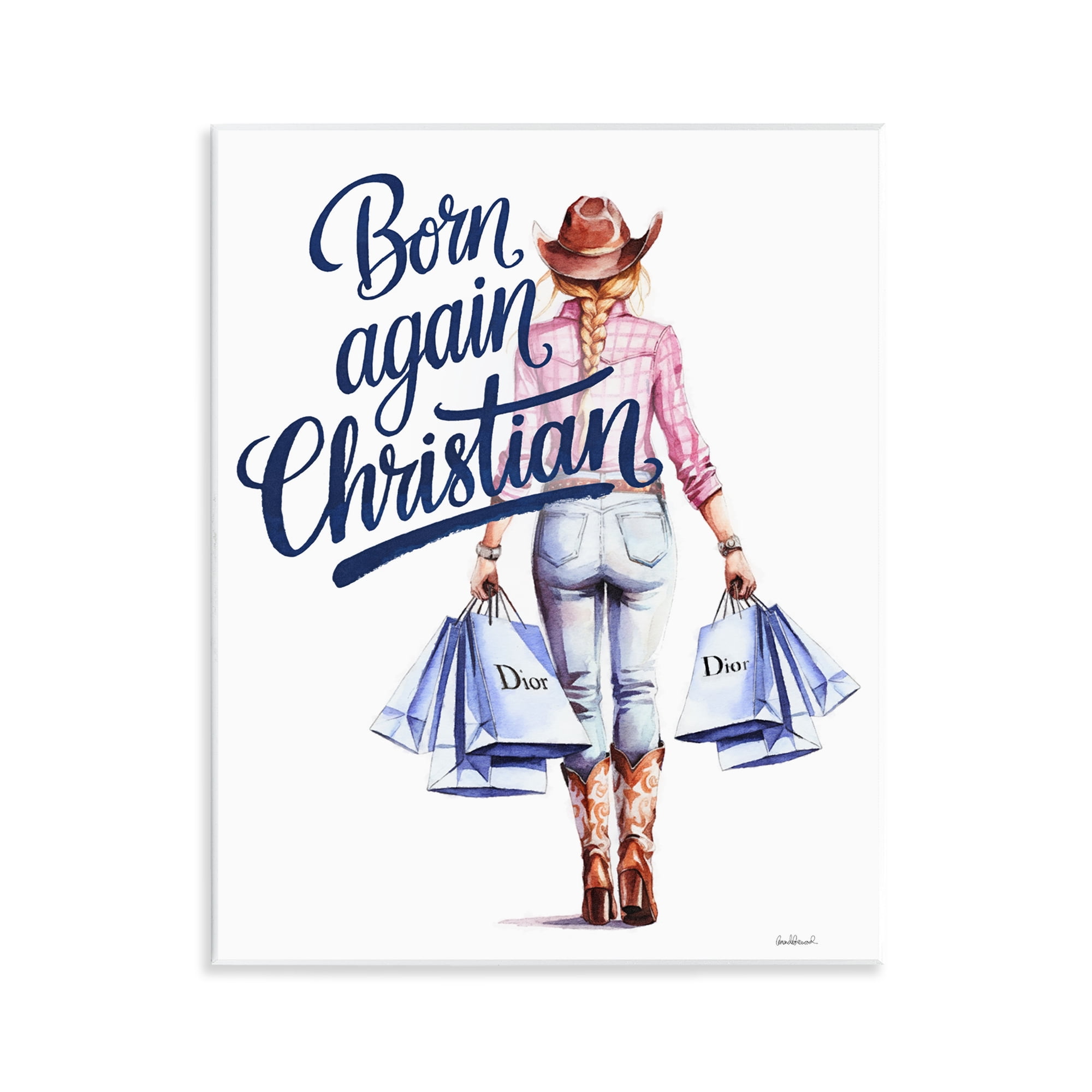 Born Again Christian Cowgirl Wall Plaque Art, design by Amanda Greenwood