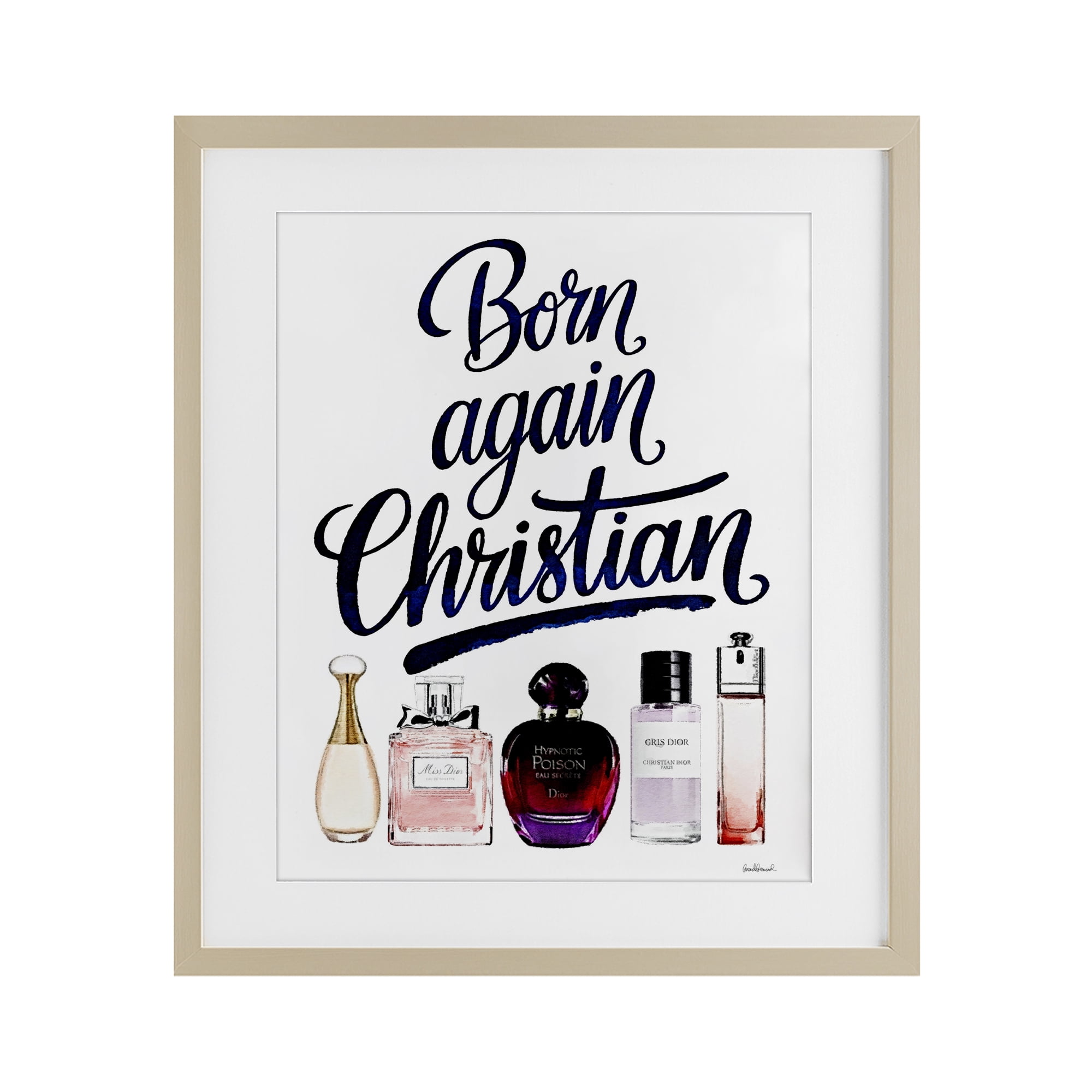 Born Again Christian Skincare Birch Framed Print Under Glass, design by Amanda Greenwood