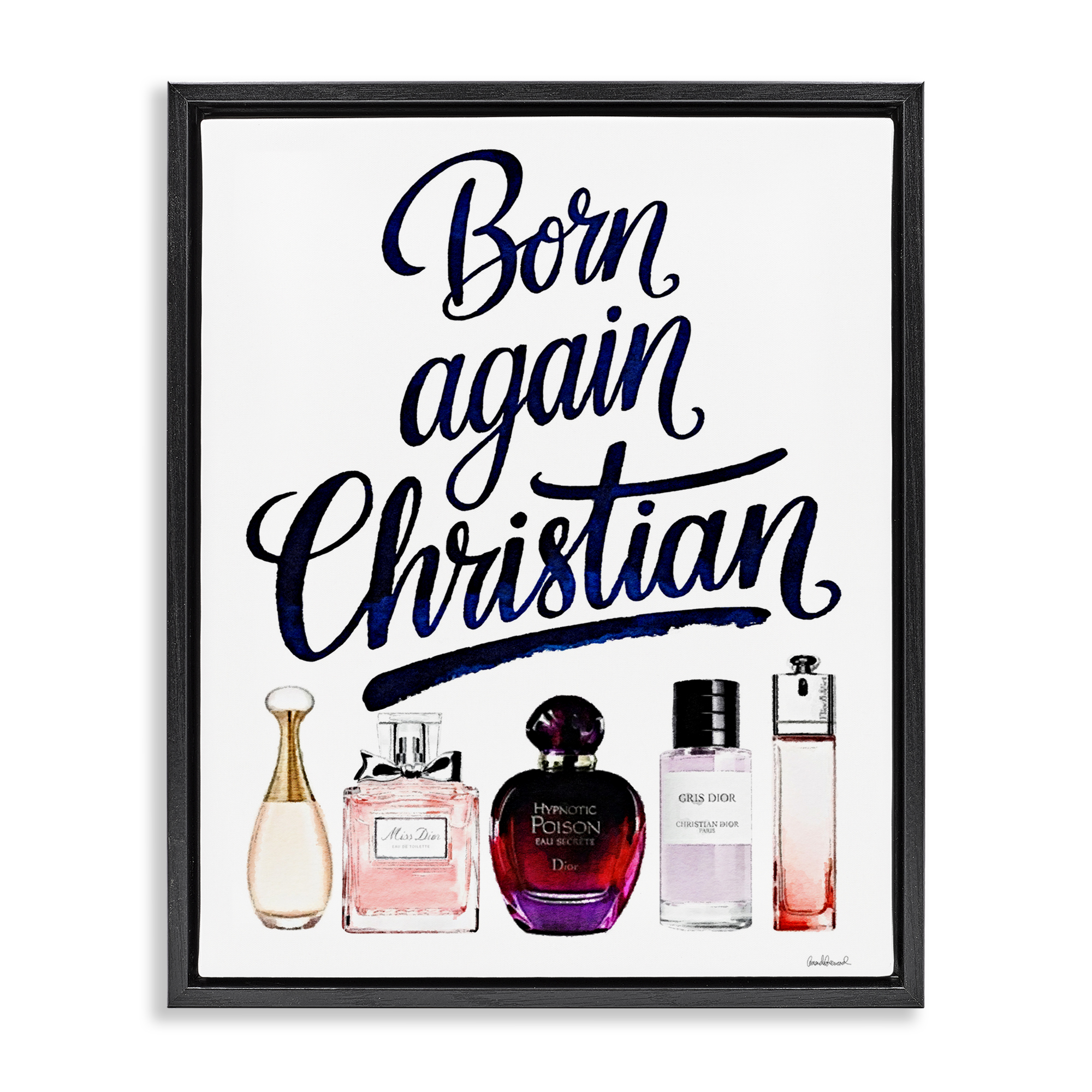 Born Again Christian Skincare Black Framed Floater Canvas Wall Art, design by Amanda Greenwood