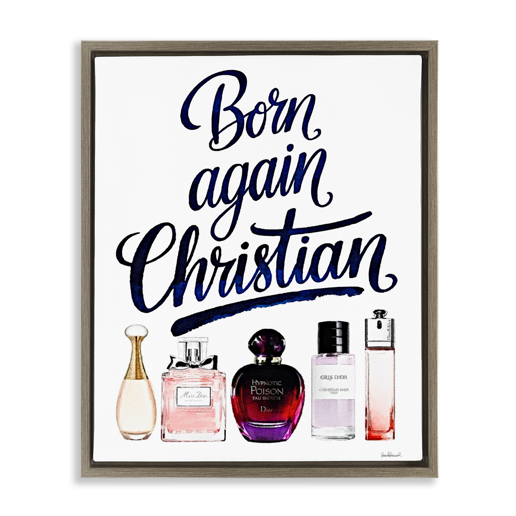 Born Again Christian Skincare Brown Framed Floater Canvas Wall Art, design by Amanda Greenwood
