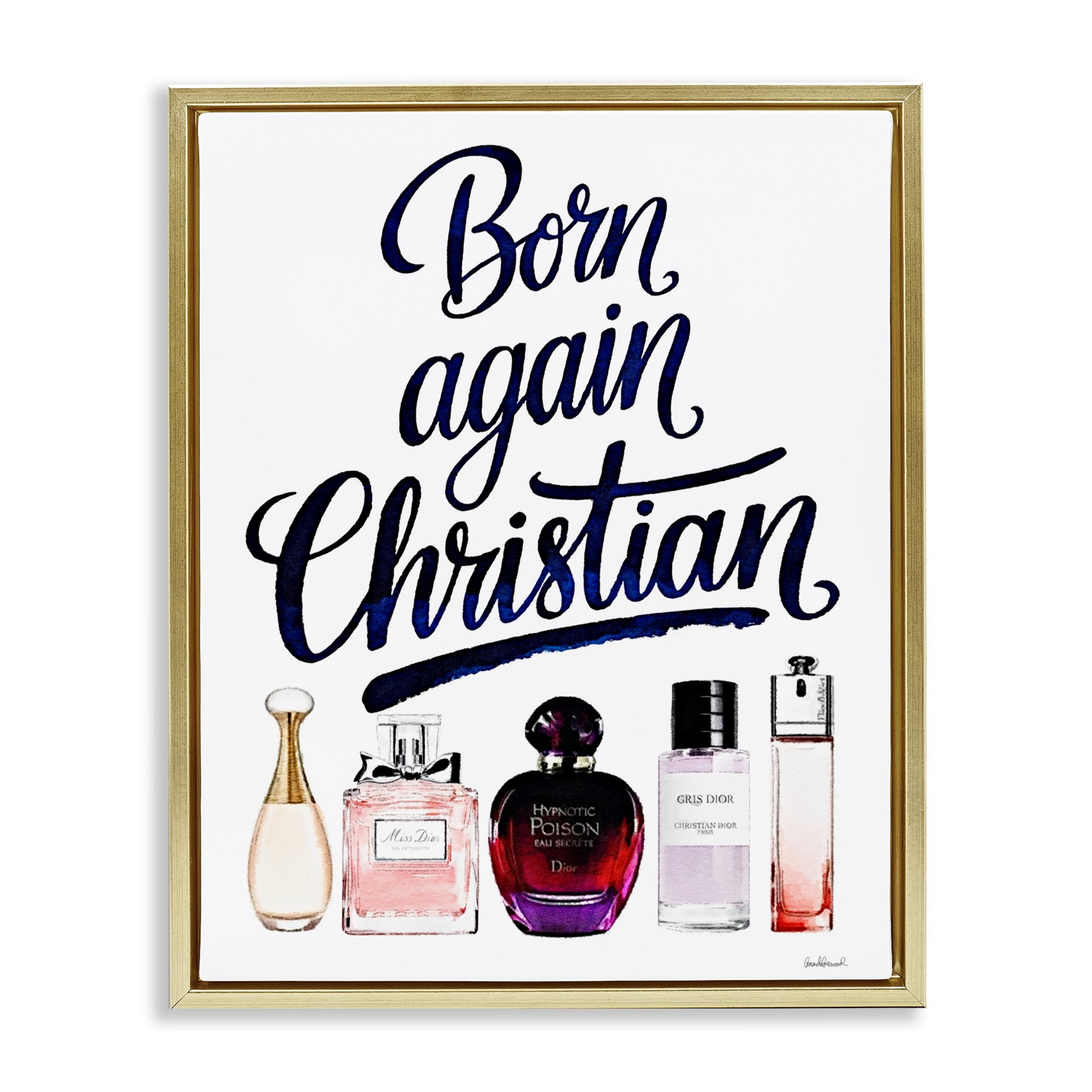 Born Again Christian Skincare Gold Framed Floater Canvas Wall Art, design by Amanda Greenwood