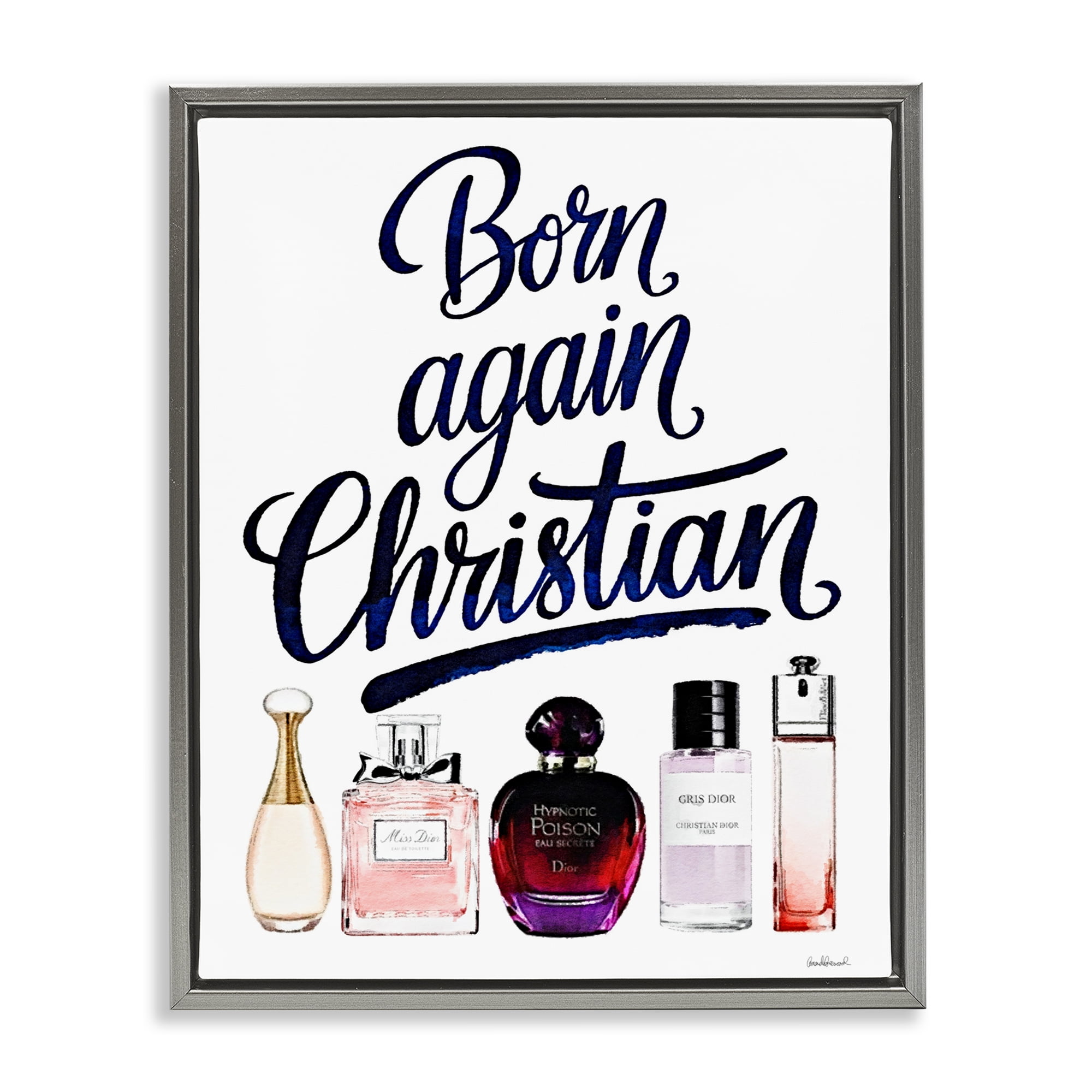 Born Again Christian Skincare Gray Framed Floater Canvas Wall Art, design by Amanda Greenwood