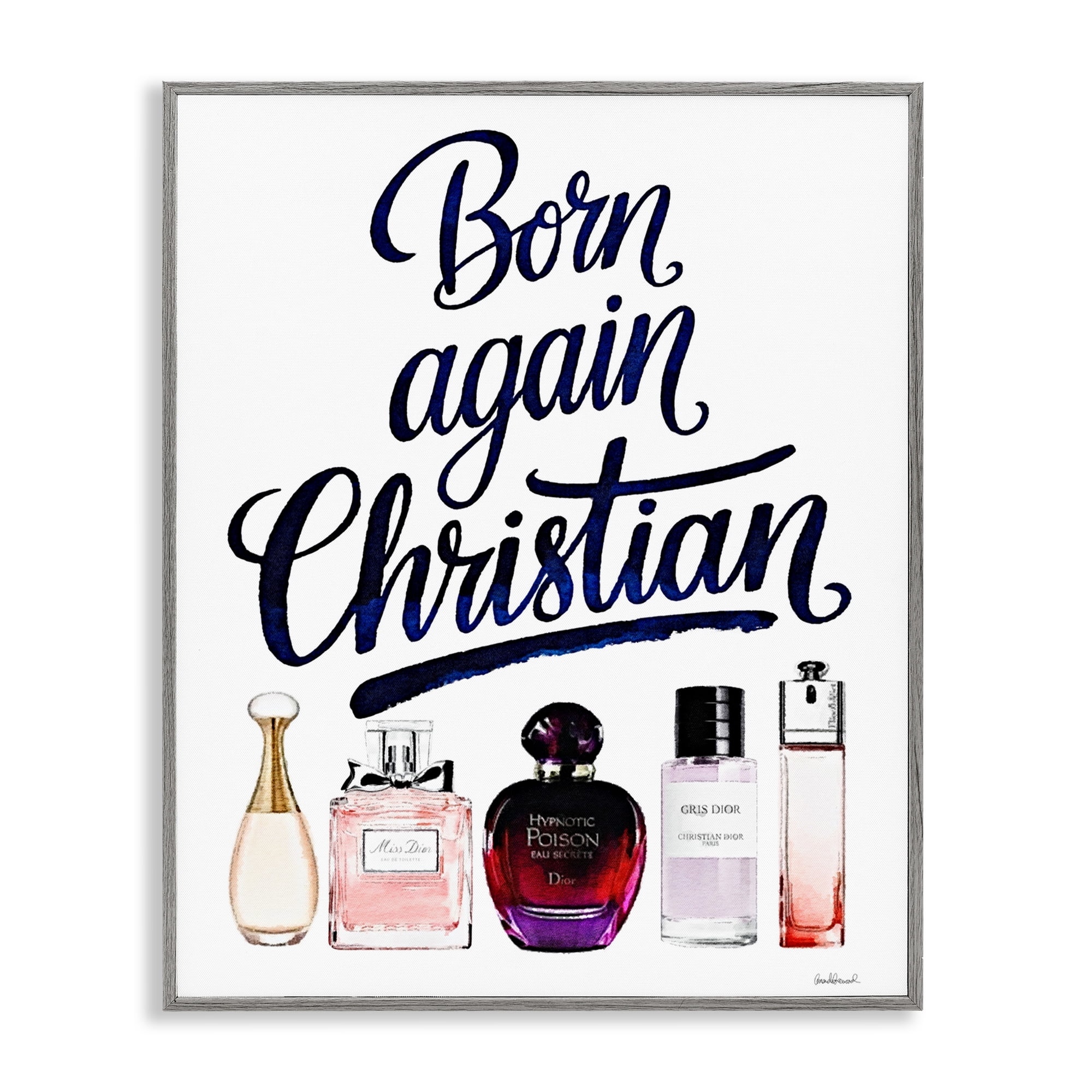 Born Again Christian Skincare Gray Framed Giclee Art, design by Amanda Greenwood