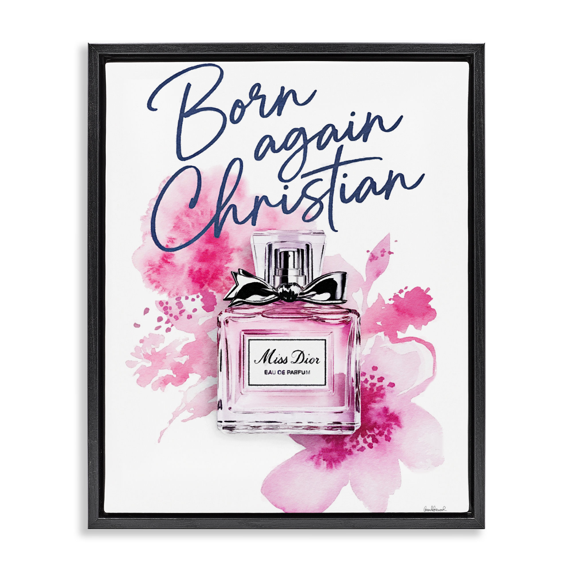 Born Again Christian with Fragrance Black Framed Floater Canvas Wall Art, design by Amanda Greenwood