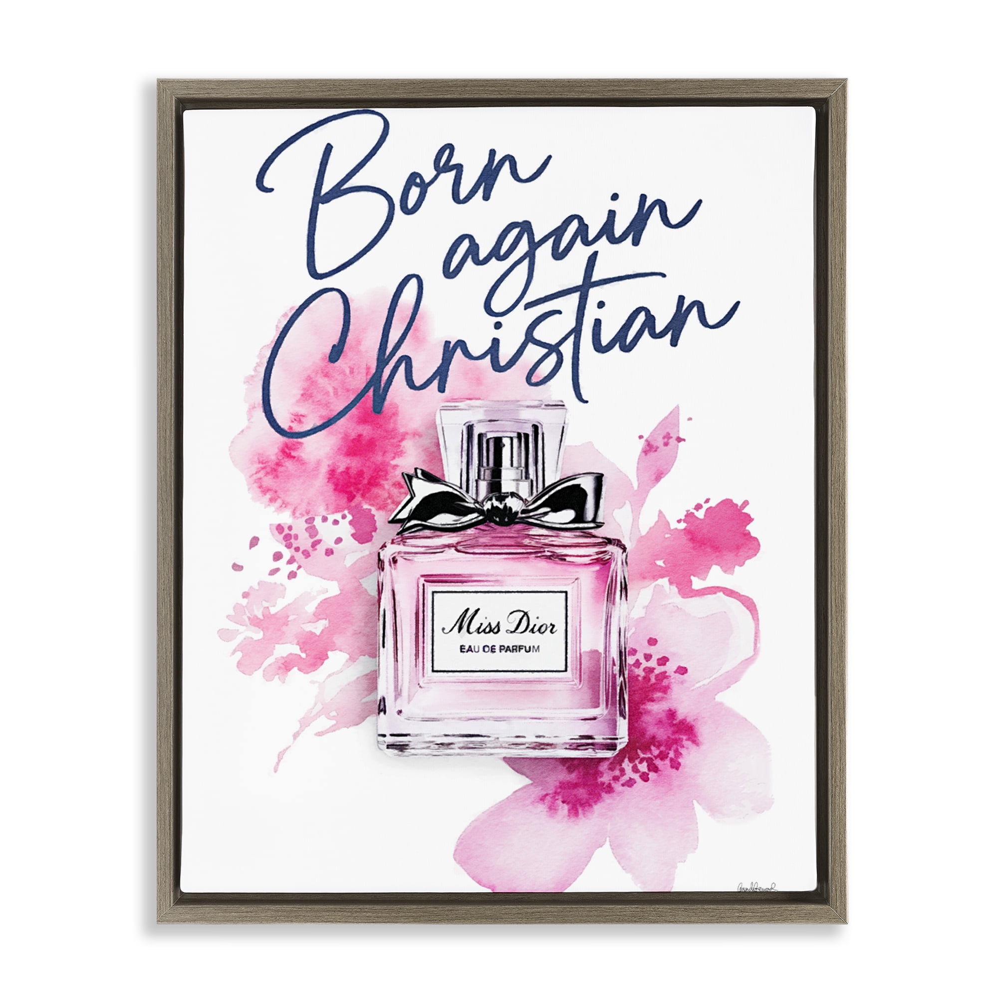 Born Again Christian with Fragrance Brown Framed Floater Canvas Wall Art, design by Amanda Greenwood