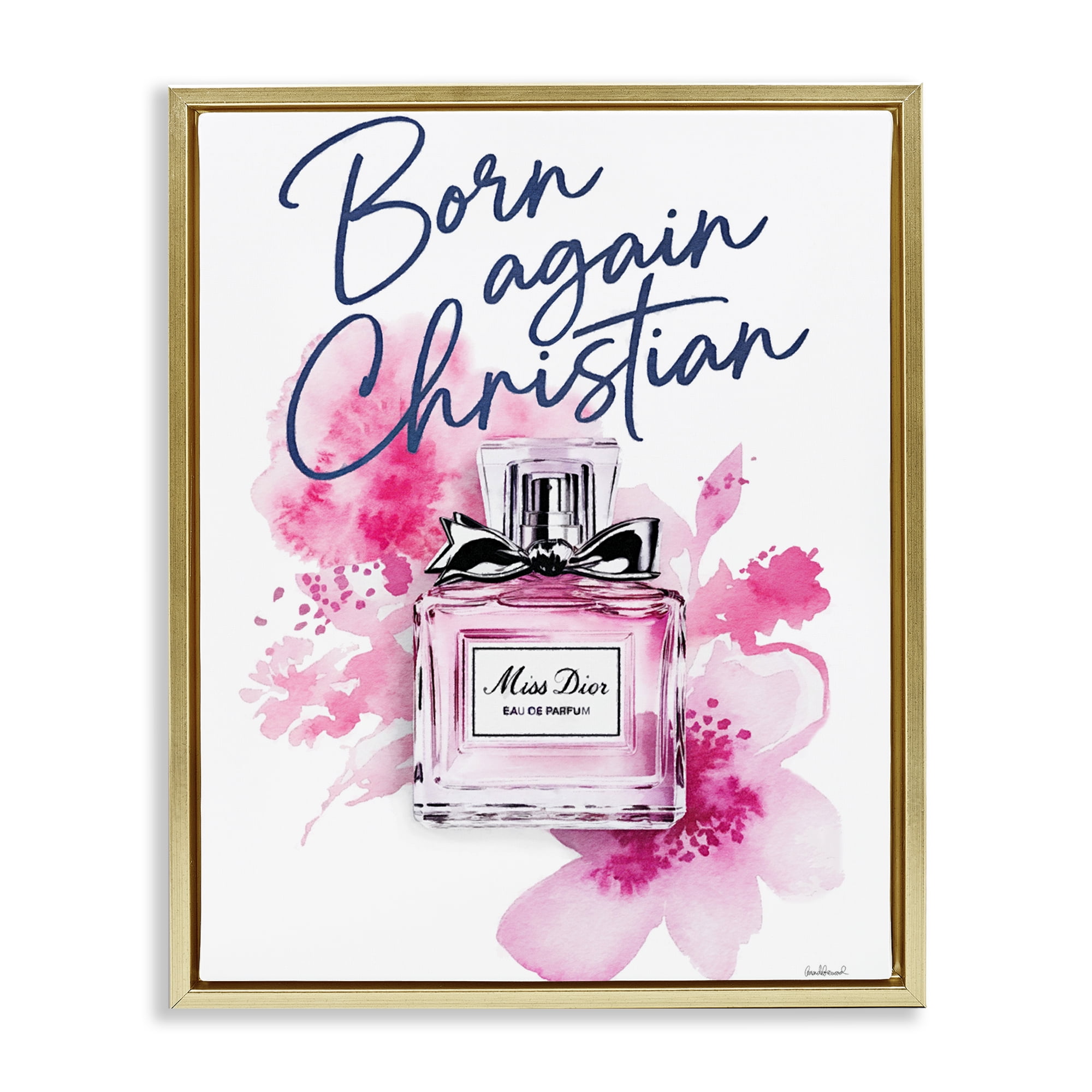 Born Again Christian with Fragrance Gold Framed Floater Canvas Wall Art, design by Amanda Greenwood