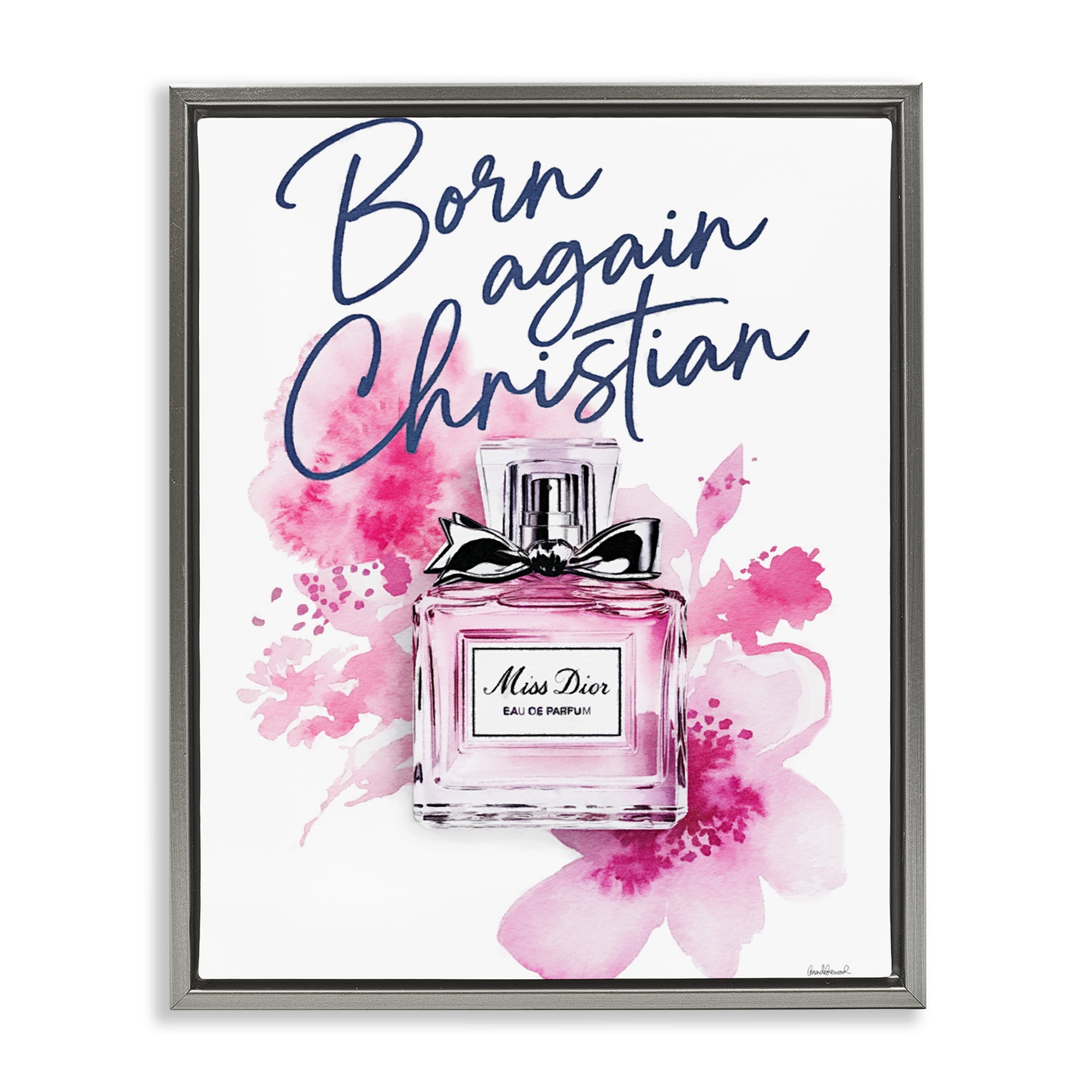 Born Again Christian with Fragrance Gray Framed Floater Canvas Wall Art, design by Amanda Greenwood