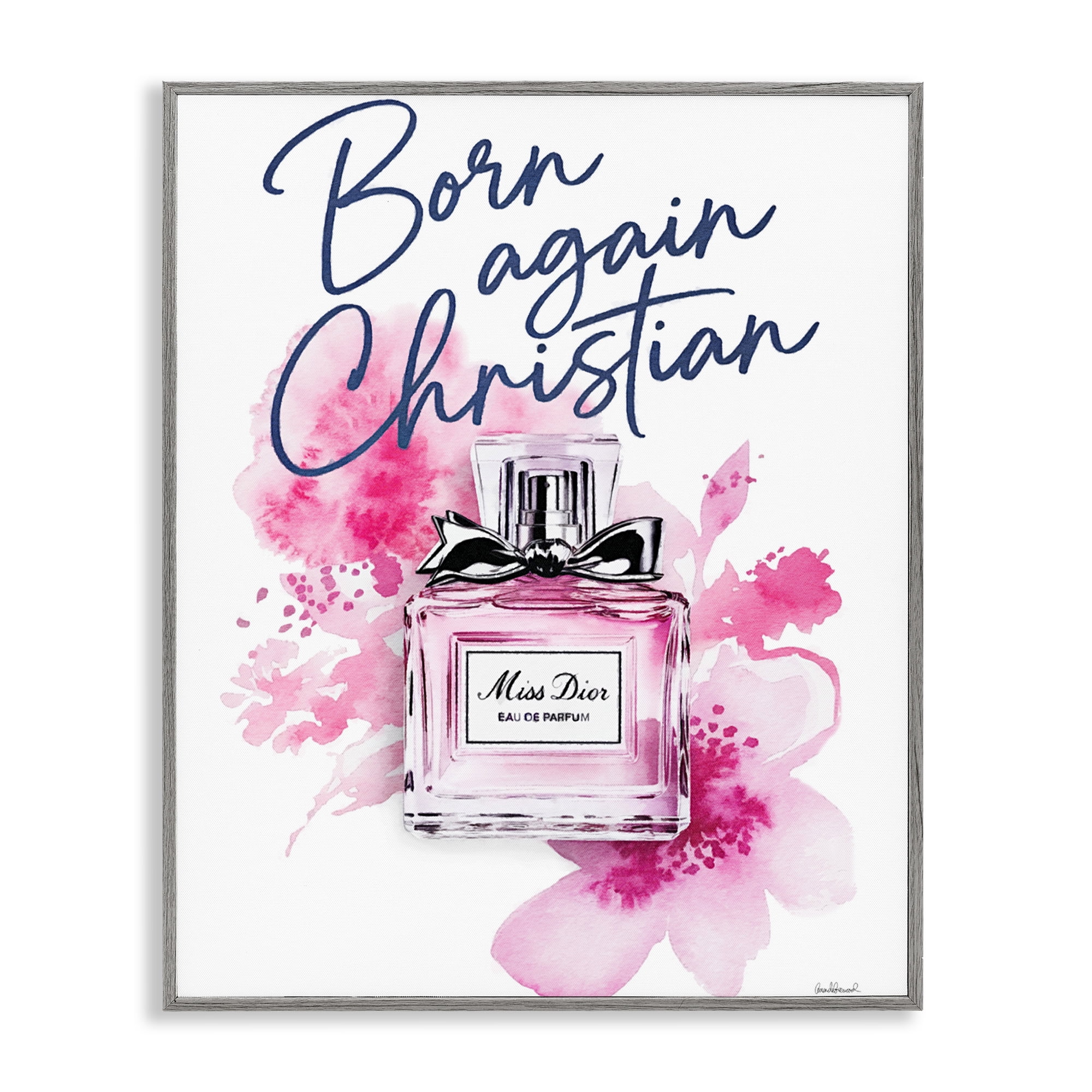 Born Again Christian with Fragrance Gray Framed Giclee Art, design by Amanda Greenwood