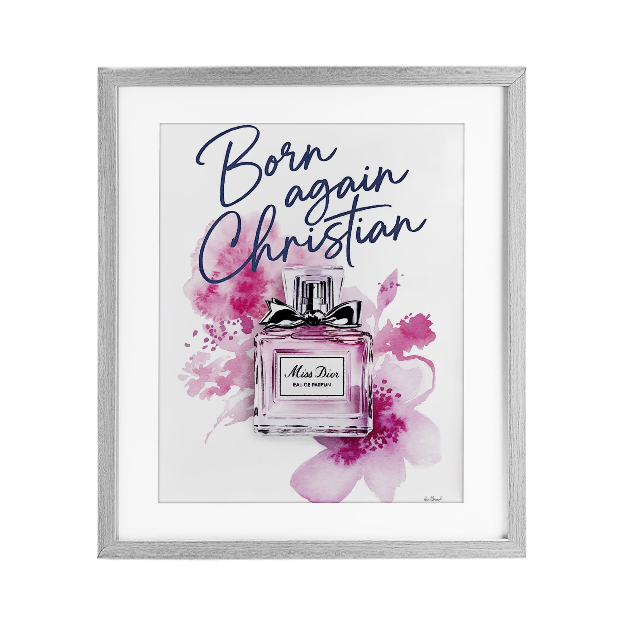 Born Again Christian with Fragrance Gray Framed Print Under Glass, design by Amanda Greenwood