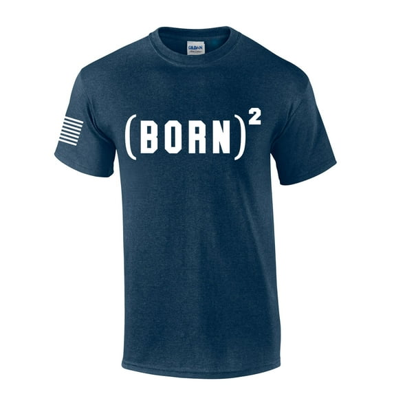Born Again Jesus Mens Christian Short Sleeve T-Shirt Graphic Tee-Heather Navy-5xl