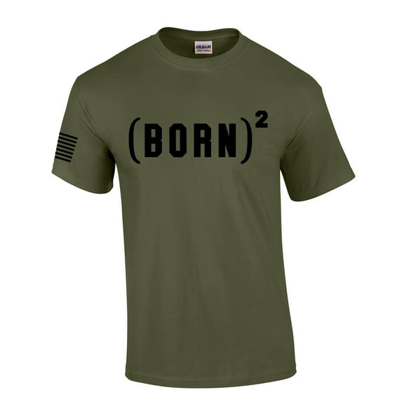 Born Again Jesus Mens Christian Short Sleeve T-Shirt Graphic Tee-Military Green-xl