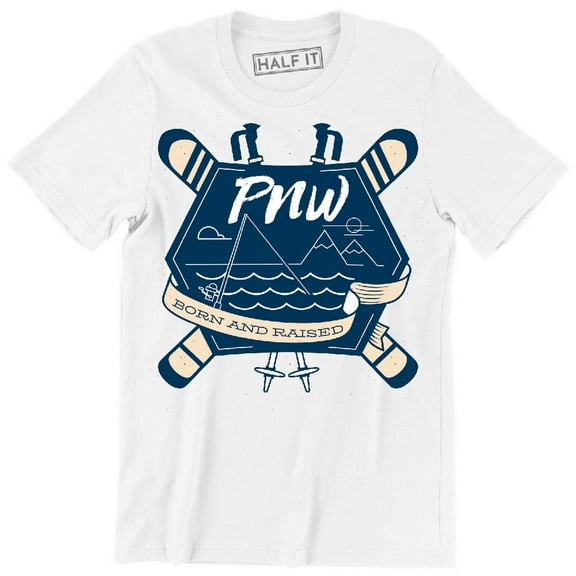 Born And Raised Cool Sport Snow Skating Badge Men's T-Shirt