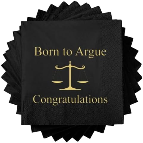 Born to Argue Napkins,Law School Graduation Decorations Cocktail Napkins,Class of 2025 Lawyer Graduation Party Supplies (6.5 x 6.5 In, 40Pack)$$Home Decor, Kitchen, & Other
