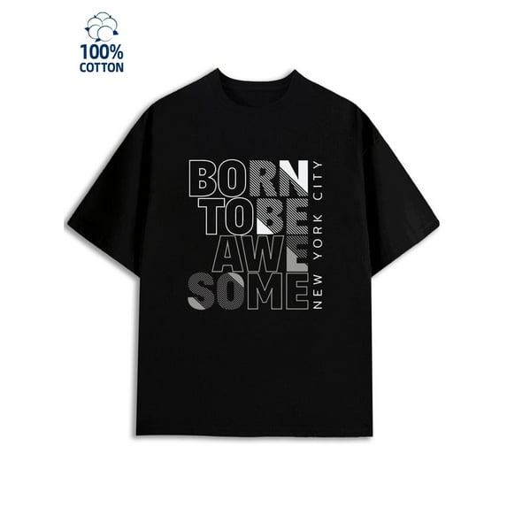 Born to Be Awesome mens 180G 100% Cotton black Vintage Unisex Shirt Cotton tshirts Unique Design Unisex Shirt Printed tshirts Original Unisex Shirt Graphic Tee tshirts