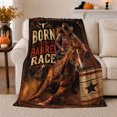 thumbnail image 1 of Born Barrel Race Cowgirl Rodeo Action, Cozy Typography Art Scene, Warm Flannel Blanket for Living Room and Reading Nook, Art Lovers Valentine's Day Gift, Artistic Home Decor, 1 of 9