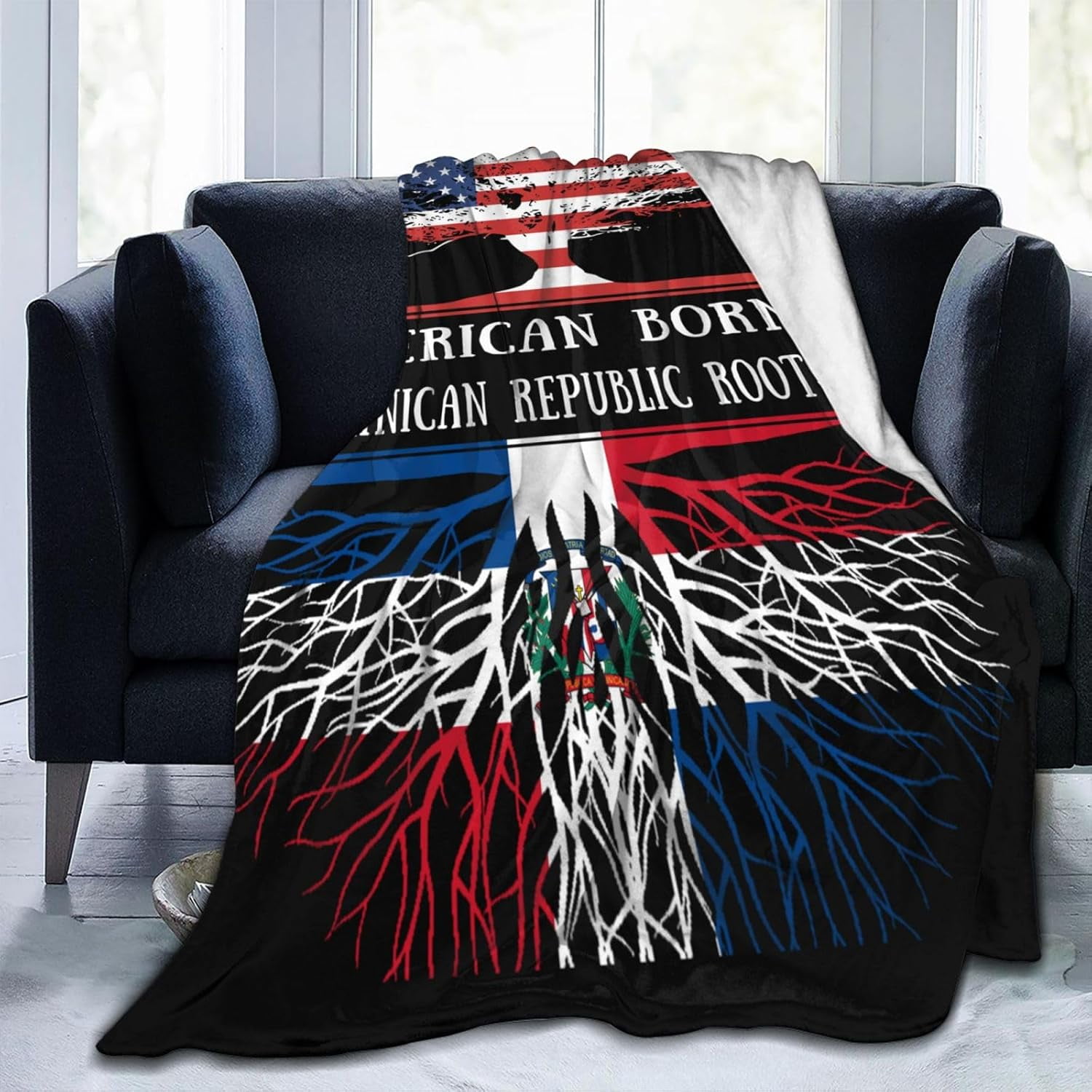Born Dominican Republic Roots USA Flag Throw Blanket 40 x30 Ultra Soft born-dominican-republic-roots-usa-flag-throw-blanket-40-x30-ultra-soft