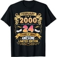 thumbnail image 1 of Born February 2000 24 Years Of Being Awesome 24th Birthday T-Shirt, 1 of 3