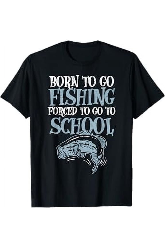 Forced To School Funny Bass Fish Fisherman Boys,Short Sleeve T-Shirt