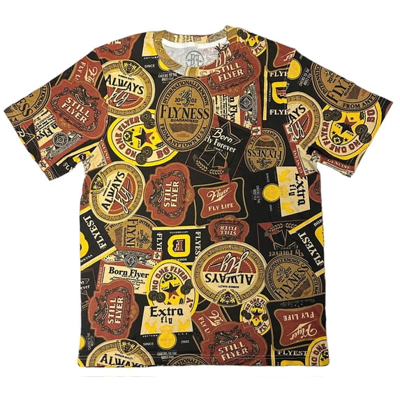 Born Fly Men's All Over Beer Theme Print Graphic Premium Tee T-Shirt in Black (Medium, Black)