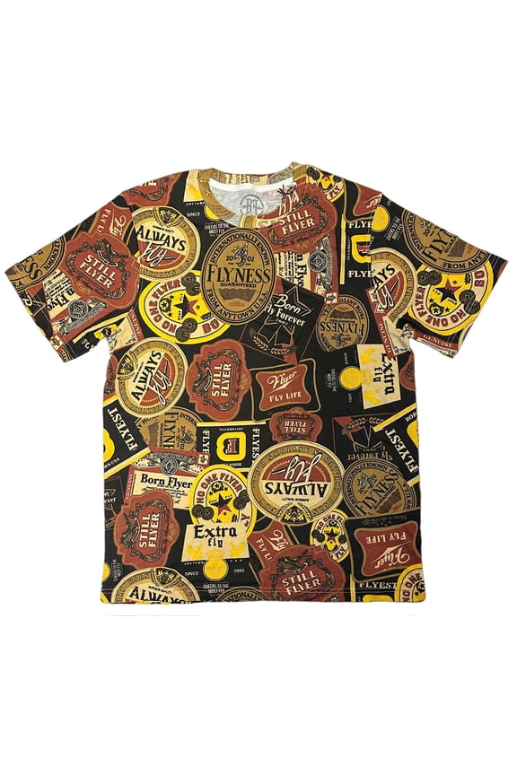 Men's All Over Beer Theme Print Graphic Premium Tee T-Shirt in Black (Medium, Black)