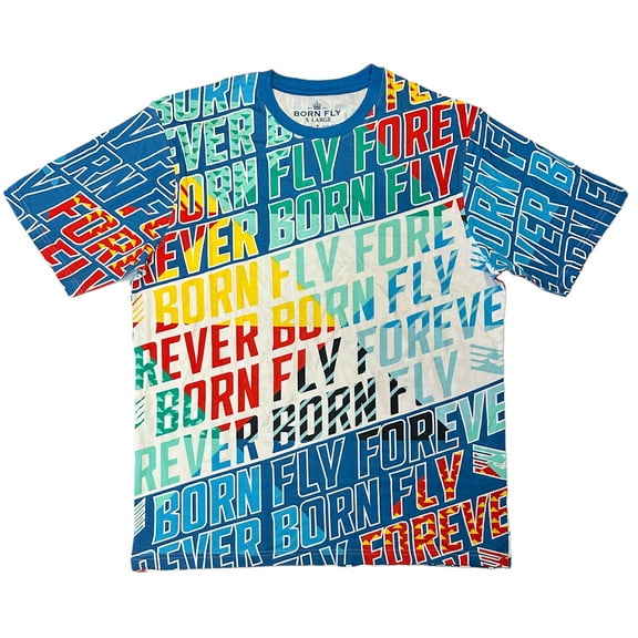 Born Fly Men's All Over Print Graphic Premium Tee T-Shirt in Blue (XX-Large, Blue)