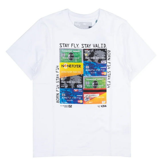 Born Fly Men's Credit Card Theme Print Graphic Premium Tee T-Shirt (Small, White)