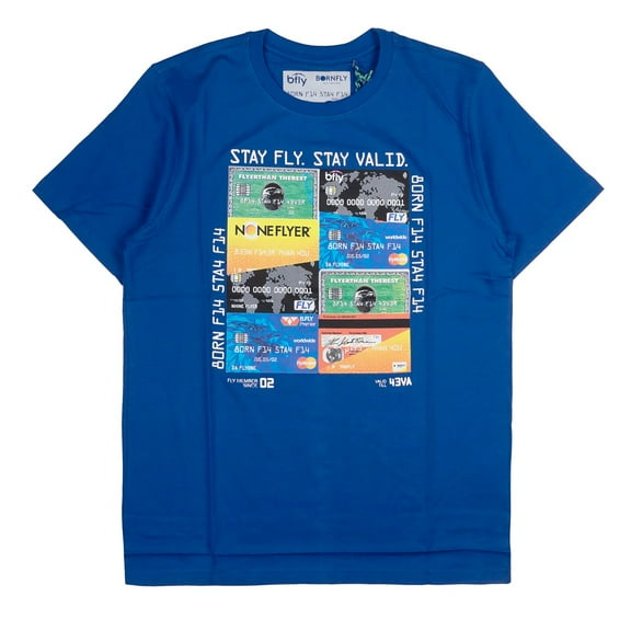Born Fly Men's Credit Card Theme Print Graphic Premium Tee T-Shirt (X-Large, Blue)