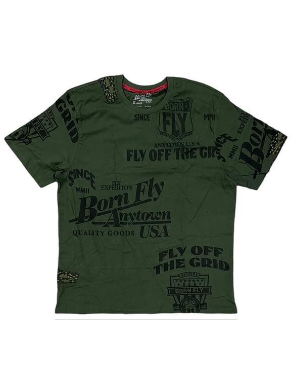 Men's Fly Off The Grid Embroidered Premium Tee T-Shirt (Small, Army)