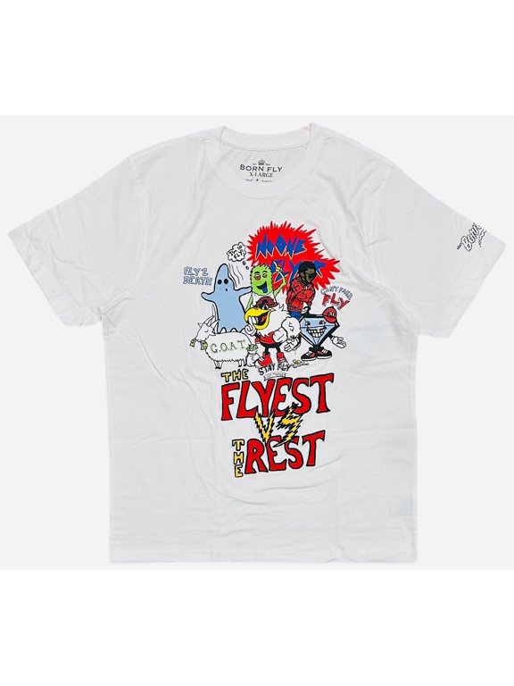 Men's Flyest Vs. The Rest Embroidered Premium Short Sleeve Tee T-Shirt (XX-Large, White)
