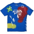 thumbnail image 1 of Born Fly Men's Spray Paint Happy Face Embroidered Premium Tee T-Shirt in Blue (Large, Blue), 1 of 7
