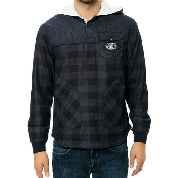 Born Fly Mens The Duel Woven Popover Hoodie Sweatshirt, Blue, Small