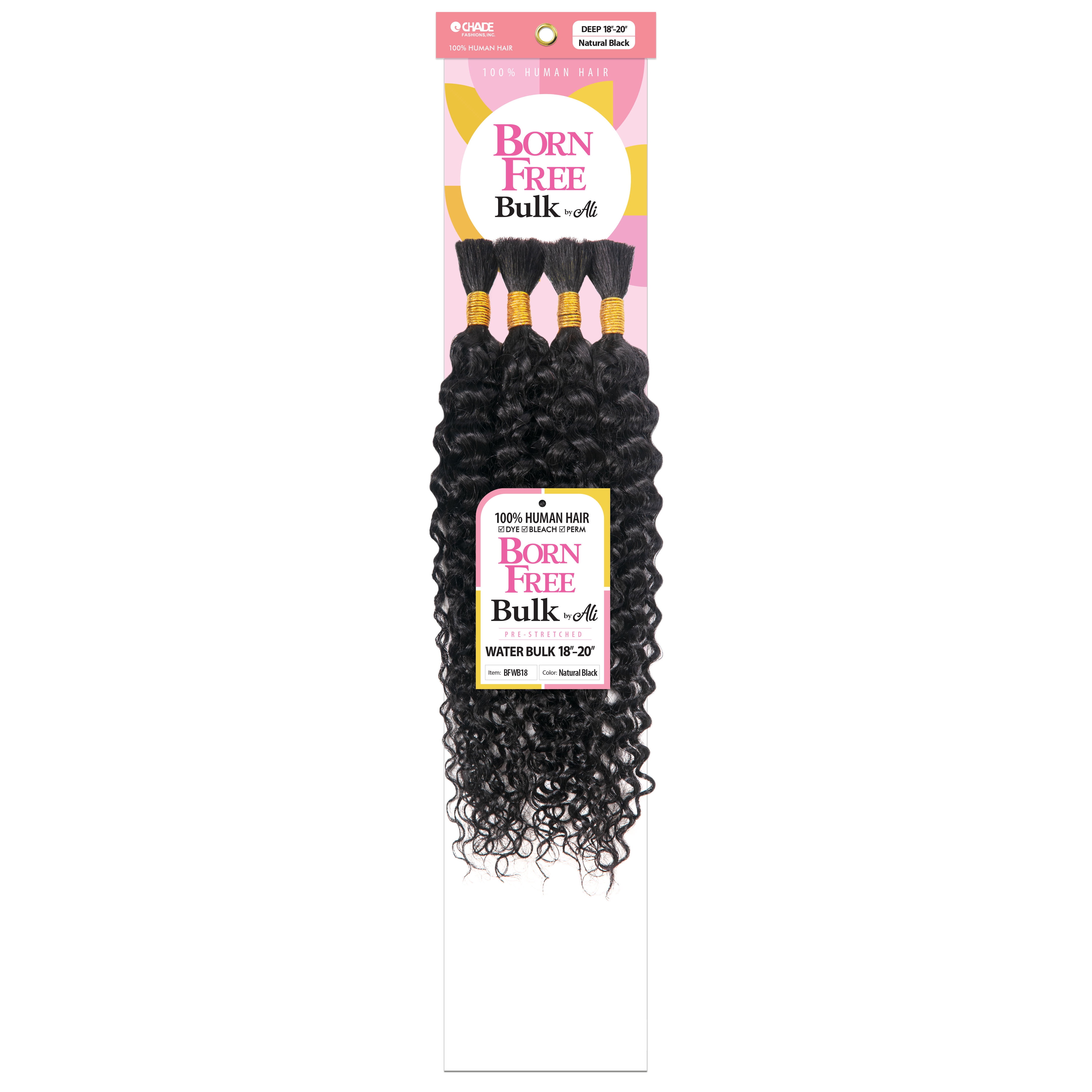 Born Free Bulk by Ali 100% Human Hair Pre Stretched Micro Braiding Hair -  WATER BULK 18-20 (NATURAL)