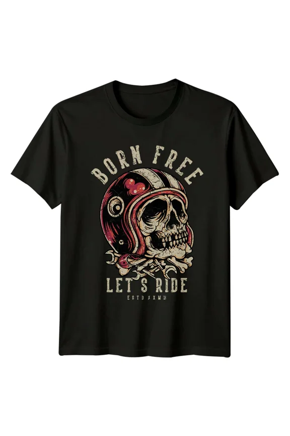 Born Free Lets Ride Motorcycle Culture Mens T-Shirt Womens Tee Graphic Top