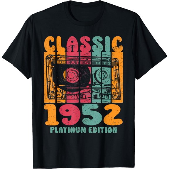 Born In 1952, Retro Mix Tape Platinum Edition 1952 Birthday T-Shirt, Unisex T-Shirt