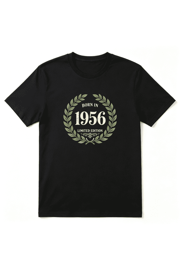 Born In 1956 Limited Edition Wreath Retro Graphic Tee For Men And Women, Retirement Gift Silly Cotton Short Sleeves T-Shirt