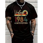 Born In 1984 41th Birthday Vintage Men 41 Years Old Men's Cotton Crew Neck Graphic Tee Casual Short Sleeve Solid T-Shirt