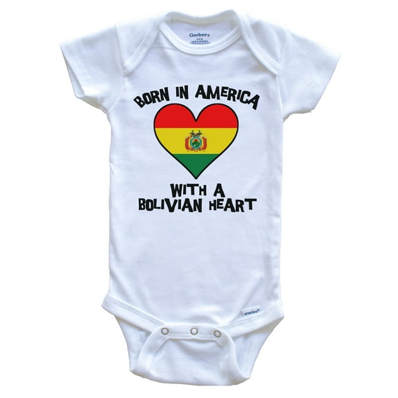 Born In America With A Bolivian Heart Baby Bodysuit Bolivia Flag Baby Bodysuit, 6-9 Months White