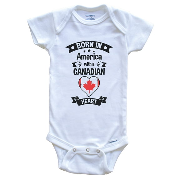 Born In America With A Canadian Heart Baby Bodysuit