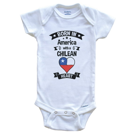 Born In America With A Chilean Heart Baby Bodysuit
