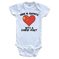 thumbnail image 1 of Born In America With A Chinese Heart Baby Bodysuit China Flag Baby Bodysuit, 0-3 Months White, 1 of 2