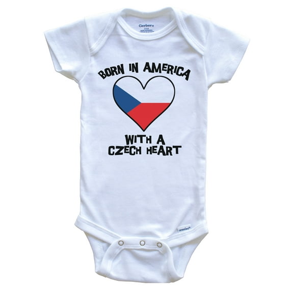 Born In America With A Czech Heart Baby Bodysuit Czech Republic Flag Baby Bodysuit, 3-6 Months White