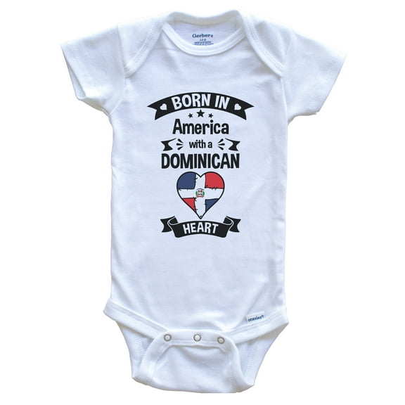 Born In America With A Dominican Heart Baby Bodysuit