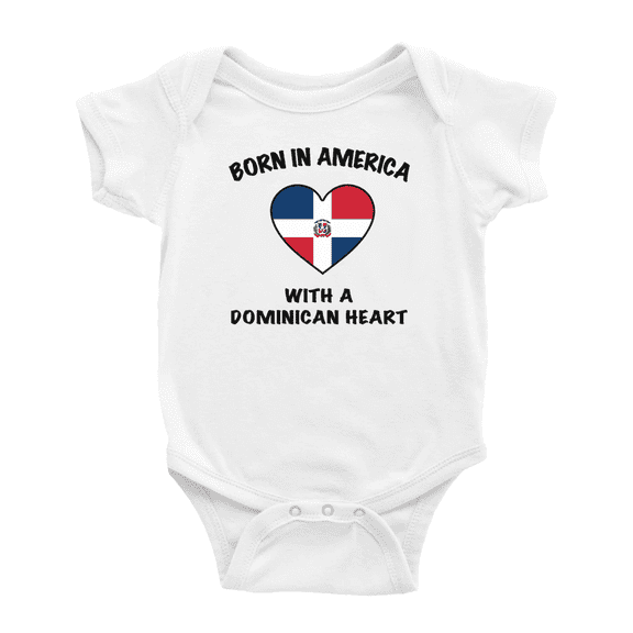 Born In America With A Dominican Heart Cute Baby Clothing Bodysuits For Boy Girl