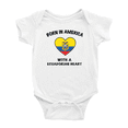 thumbnail image 1 of Born In America With A Ecuadorian Heart Cute Baby Bodysuit For Boy Girl, 1 of 5