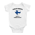 thumbnail image 1 of Born In America With A Finnish Heart Cute Baby Bodysuit For Boy Girl, 1 of 5