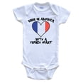 thumbnail image 1 of Born In America With A French Heart Baby Bodysuit France Flag Baby Bodysuit, 6-9 Months White, 1 of 2