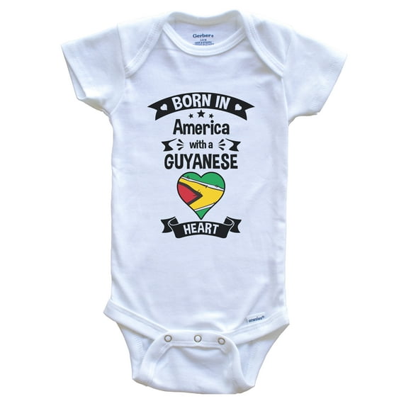 Born In America With A Guyanese Heart Baby Bodysuit